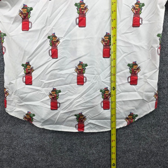 RSVLTS Mens Bloody Mary Cocktail Print Short Sleeve Button Down Shirt White L - Picture 7 of 7